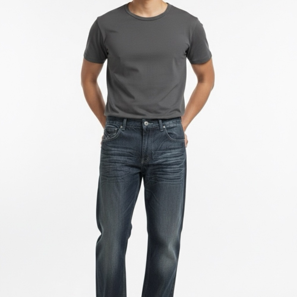 Old Skool Men’s Dark Wash Straight Leg - Picture 2 of 8